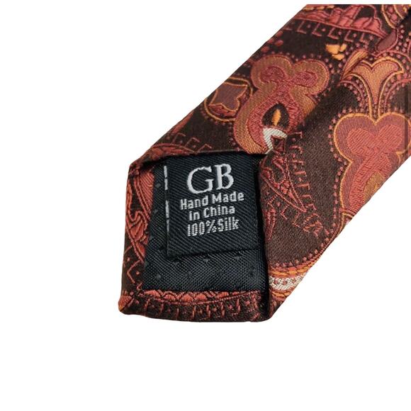 Geoffrey Beene 100% Silk Tie Paisley Red Business Career Formal - Picture 3 of 4
